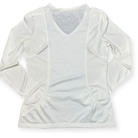 ATHLETA Women’s White Long Sleeve Lace-Back Performance Top Size Small - Picture 2 of 5